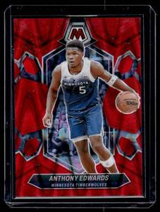 lot 73 image: Anthony Edwards 299 2023-24 Mosaic Red #33 Numbered 045299 Minnesota Timberwolves Basketball Card