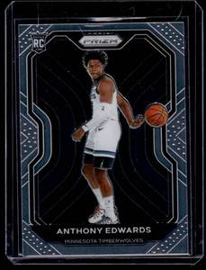 lot 77 image: Anthony Edwards Silver Prizm RC 2020-21 #258 Rookie Minnesota Timberwolves Basketball Card