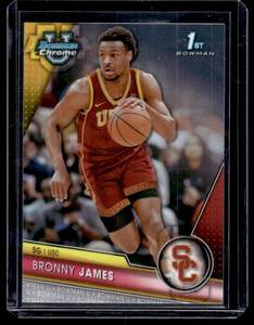 lot 100 image: Bronny James Bowman 1st 2024 Bowman Chrome University #95 Basketball Card