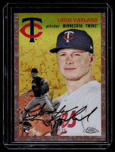lot 151 image: Louis Varland RC Refractor752023Topps Chrome #115 Numbered 0675 Minnesota Twins Baseball Card