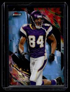 lot 152 image: Randy Moss Rare Refractor 250 2024 Topps Finest #132 Uncommon Minnesota Vikings Football Card