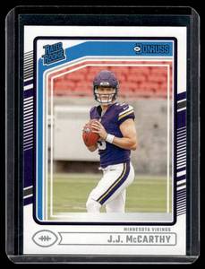 lot 158 image: JJ McCarthy RC 2024 Donruss Rated Rookie #303 Minnesota Vikings Football Card