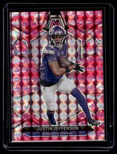 lot 162 image: Justin Jefferson 2024 Pink Mosaic Prizm #143 Minnesota Vikings Football Card