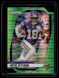 lot 180 image: Justin Jefferson Green Prizm 2023 #187 Minnesota Vikings Football Card