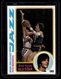 lot 38A image: Pete Maravich 1978-79 Topps #80 Vintage Basketball Card