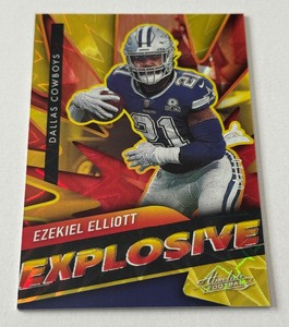 lot 4 image: Ezekiel Elliott 10 Explosive SSP Gold Insert 2021 Absolute #E11 Numbered 0410 Football Card