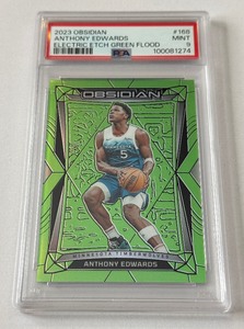 lot 5 image: Anthony Edwards PSA 9 mint 25 2023 Obsidian Electric Etch Green Flood #168 Numbered 2425 Minnesota Timberwolves Basketball Card