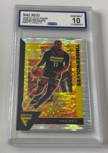 lot 21 image: Naz Reid Graded 10 Gem mint 2020-21 Flux Prizm Silver Pulsar Minnesota Timberwolves Basketball Card