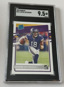 lot 27 image: Justin Jefferson RC SGC 9.5 MT 2020 Donruss Rated Rookied #313 Minnesota Vikings Football Card