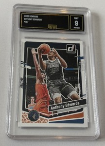 lot 71 image: Anthony Edwardsa GMA 9 Mint 2023 Donruss #137 Minnesota Timberwolves Basketball Card