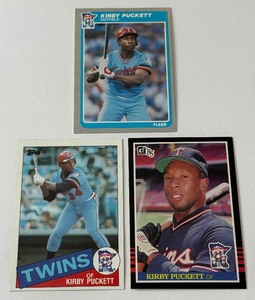 lot 33A image: (3) Kirby Puckett RC Lot - Donruss, Topps and Fleer - Rookie Minnesota Twins Baseball Cards