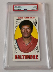 lot 34A image: Wes Unseld RC PSA 4 1969 Topps #56 Tallboy Rookie Vintage Basketball Card
