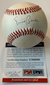 lot 7B image: Ernie Banks Auto Ball PSA COA Rawlings ONLB White Baseball