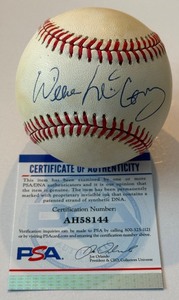lot 11B image: Willie McCovey Auto Ball PSA COA Rawlings ONLB White Baseball