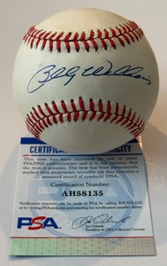 lot 14B image: Billy Williams Auto Ball PSA COA Rawlings ONLB White Baseball
