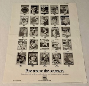 lot 50B image: Pete Rose 1985 Vintage Baseball Poster Pete Rose to the Occasion 17x22