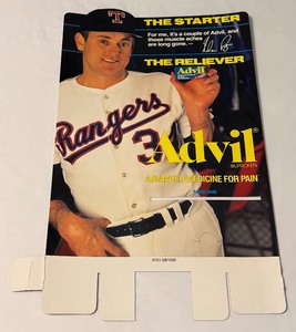lot 51B image: Nolan Ryan Vintage Baseball Advil Advertisement 12.5x21.5