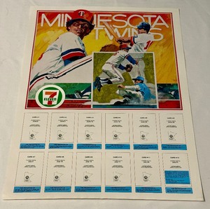 lot 53B image: Minnesota Twins Vintage 7-11 Fire Prevention Card Poster 18x24