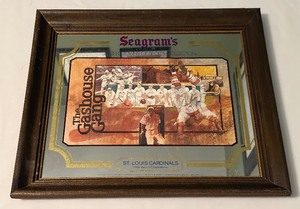 lot 56B image: 1934 St. Louis Cardinals The Gashouse Gang Vintage Seagrams Seven Framed Bar Mirror 20x17