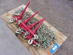 lot 77 image: 4- 516 x 20 Grade 80 Chains &amp 4-516 Ratchet Load Binders (UNUSED)