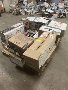 lot 7 image: Massive Pallet of Brand Name Misc Faucets, Showers, Fixtures, Towel Bars, Bathroom Fans, Ceiling Fans, Lights, and More (Parts Only) (Great for eBay Sellers)