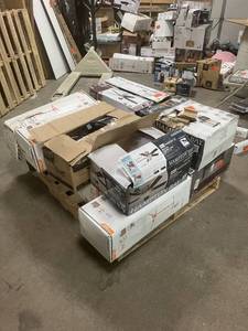 lot 8 image: Massive Pallet of Brand Name Misc Faucets, Showers, Fixtures, Towel Bars, Bathroom Fans, Ceiling Fans, Lights, and More (Parts Only) (Great for eBay Sellers)