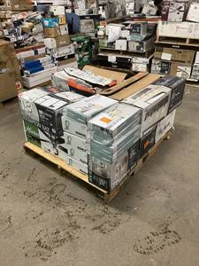 lot 18 image: Massive Pallet of Brand Name Misc Faucets, Showers, Fixtures, Towel Bars, Bathroom Fans, Ceiling Fans, Lights, and More (Parts Only) (Great for eBay Sellers)