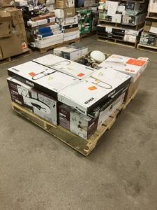 lot 22 image: Massive Pallet of Brand Name Misc Faucets, Showers, Fixtures, Towel Bars, Bathroom Fans, Ceiling Fans, Lights, and More (Parts Only) (Great for eBay Sellers)