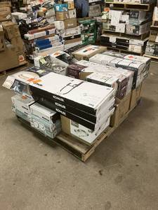 lot 23 image: Massive Pallet of Brand Name Misc Faucets, Showers, Fixtures, Towel Bars, Bathroom Fans, Ceiling Fans, Lights, and More (Parts Only) (Great for eBay Sellers)