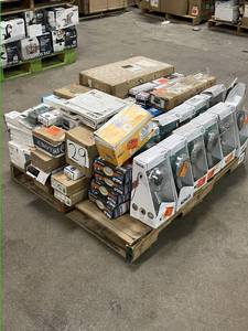 lot 29 image: Massive Pallet of Brand Name Misc Faucets, Showers, Fixtures, Towel Bars, Bathroom Fans, Ceiling Fans, Lights, and More (Parts Only) (Great for eBay Sellers)