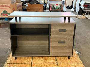 lot 33 image: TV StandConsole GrayBrown-See Photo For Measurements