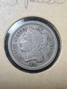 lot 09 image: 1881 US 3 CENT NICKEL