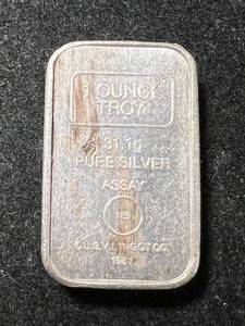 lot 15 image: 1 TROY OZ .999 FINE SILVER ASSAY BAR