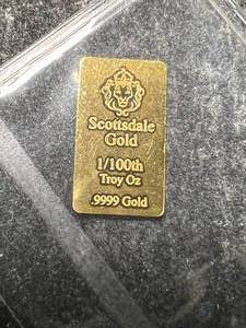lot 16 image: 1100TH TROY OZ .9999 FINE GOLD SCOTTSDALE BAR
