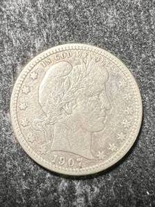 lot 24 image: 1907 US BARBER QUARTER