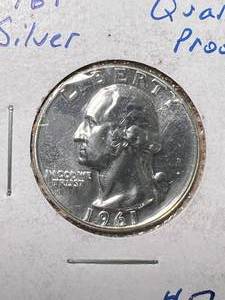 lot 31 image: 1961 US PROOF WASHINGTON QUARTER