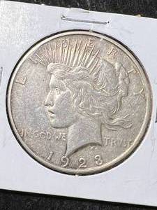 lot 38 image: 1923-D US PEACE SILVER DOLLAR