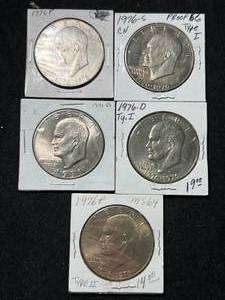 lot 61 image: GROUP OF 5 US EISENHOWER DOLLARS