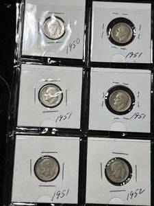 lot 67 image: GROUP OF 6 US ROOSEVELT DIMES