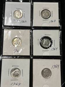 lot 69 image: GROUP OF 6 US ROOSEVELT DIMES