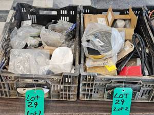 2 BINS OF NEW AND USED DEFENDER HARDWARE &amp MISC. PARTS