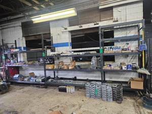 20 FEET HEAVY DUTY STEEL SHOP RACKING (RACK ONLY- CONTENTS SOLD SEPARATELY)
