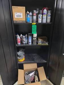 CONTENTS OF STEEL CABINET - SPRAY PAINTSFABRIC TREATMENT