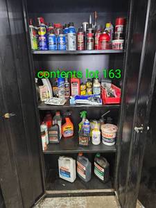 CONTENTS OF STEEL CABINET - SHOP FLUIDS, LUBRICANTS,&nbsp CLEANERS