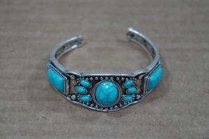 lot 101 image: Silver Tone Cuff Bracelet - Turquoise Stone
