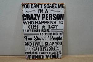 lot 105 image: Novelty Metal Sign - You Cant Scare Me