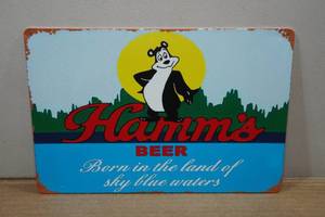 lot 106 image: Novelty Metal Sign - Hamms Beer