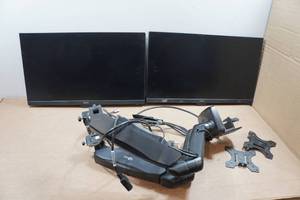 lot 125 image: 2 Ben-Q LCD Monitors with Dual Monitor Wall Mount