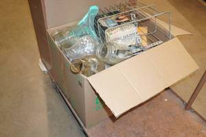 lot 148 image: Vintage Lantern Glass with Assorted Hardware