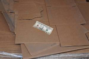 lot 151 image: $10 and  Pallet of Cardboard Sheets
